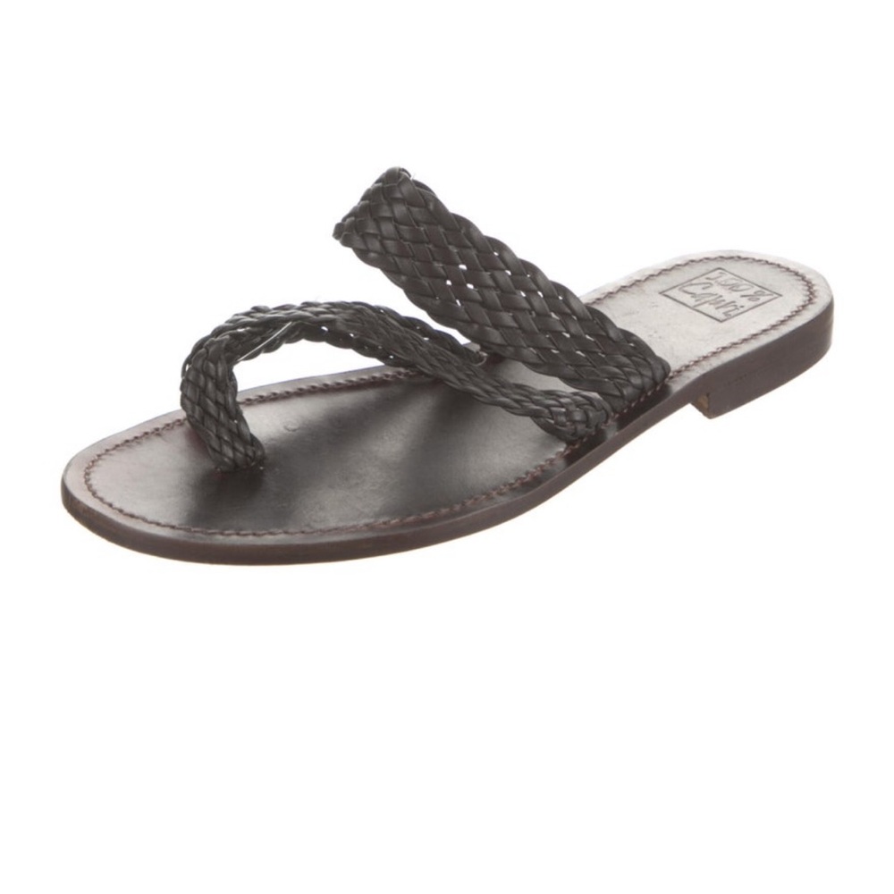 100% Capri Brown Braided Leather Sandals